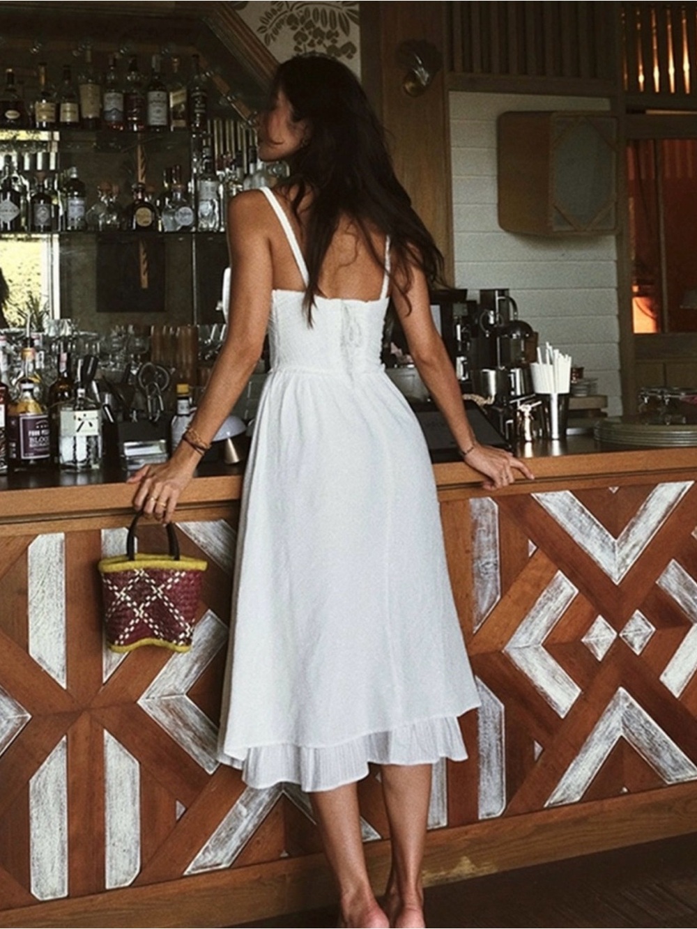 Commense White High-Low Sundress with Ruffle Hem - Picture 2 of 9